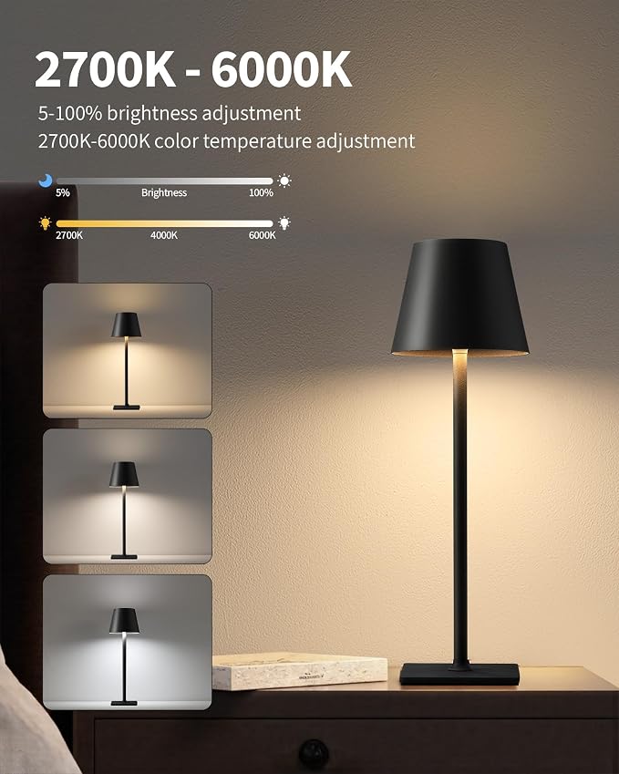 KDG 2 Pack Cordless Table Lamp, Portable LED Desk Lamps, 5000mAh Battery - Image 7