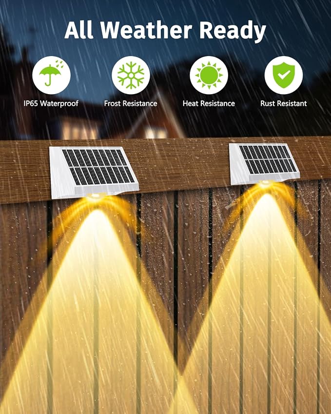 Solar Fence Lights Outdoor Waterproof High Brightness LED Spot Lens Deck Lights - Image 6
