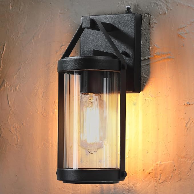 LONEDRUID Dusk to Dawn Sensor Outdoor Wall Sconce Lighting Black Exterior Porch - Image 2