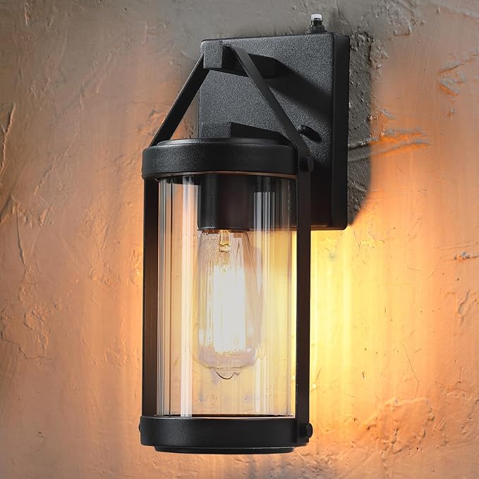 LONEDRUID 2 Pack Dusk to Dawn Sensor Outdoor Wall Sconce Lighting Black - Image 2