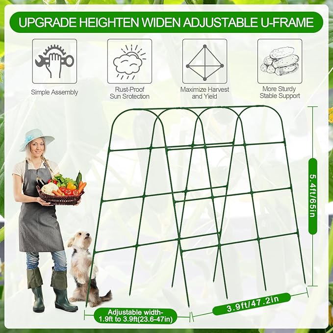 Cucumber Trellis for Raised Bed, U-Shape Garden Trellis for Climbing Plants - Image 4