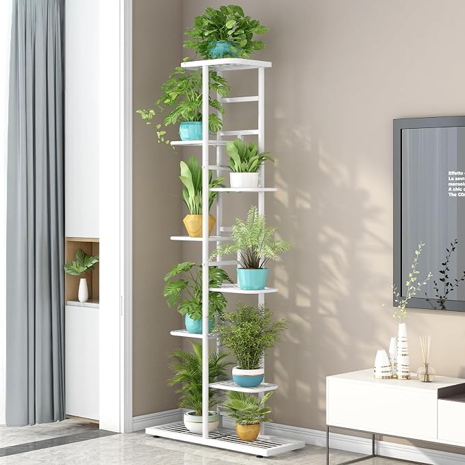 LINZINAR Plant Stand Metal Indoor Outdoor 8 Tier 9 Potted Multiple Flower Pot - Image 2