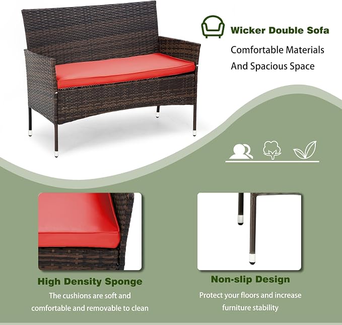 PayLessHere Outdoor Furniture Set 4 Pcs Modular Patio Furniture Set Water - Image 4