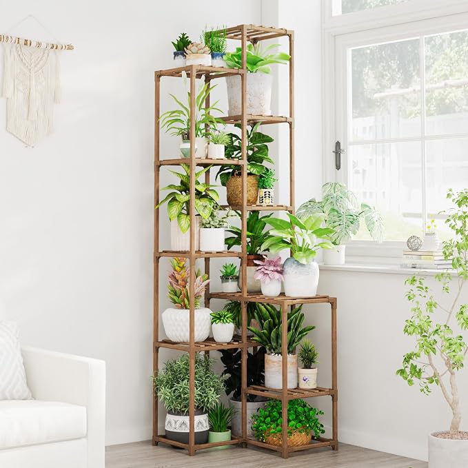 Bamworld 72" Tall Plant Shelf Indoor Outdoor Corner Plant Stand Large Plant by Bamworld