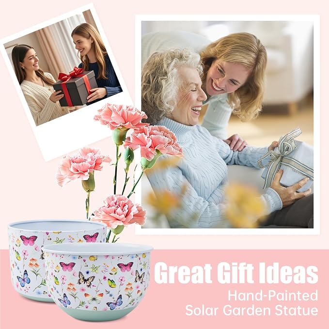 Butterfly & Bee Metal Planters Set of 2 – Decorative Flower Pots - Image 6