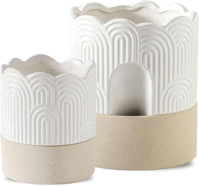 Nihow Self Watering Plant Pot for Indoor Plants: 4.5+6 Inch Ceramic Planter by Nihow