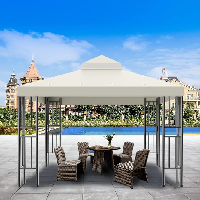 Sumfaller 10x10 FT Gazebo Replacement Canopy Top Cover Double Tiered Canopy Top - Image 5