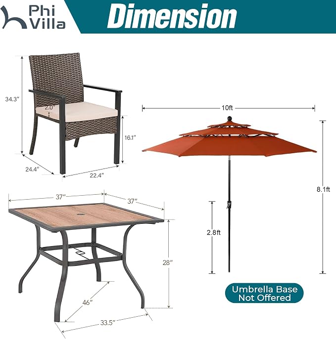 PHI VILLA 5 Pieces Outdoor Dining Set - Image 7