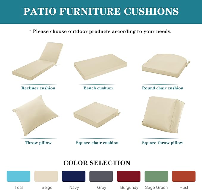 Chaise Lounge Cushion Outdoor, Waterproof and Stain-Resistant Lounge Deck - Image 9