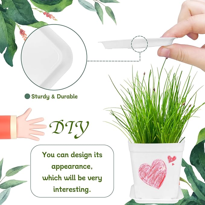 OJYUDD 72 Pcs 3 Inch White Square Plastic Pots - Image 5