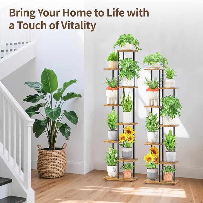 LASZOLA Black 7 Tiered Wood Plant Stand Indoor - Image 2