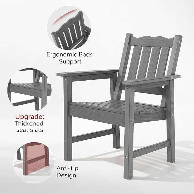 Stoog Outdoor Chairs Set of 2, All-Weather HIPS Patio Dining Chairs - Image 7
