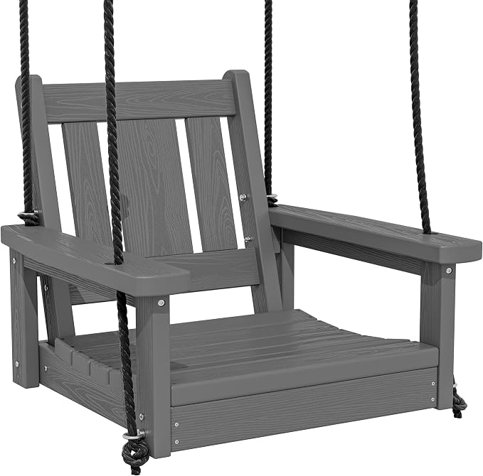 SERWALL HDPE Single Porch Swing, Heavy Duty Single Person Swing Chair by SERWALL