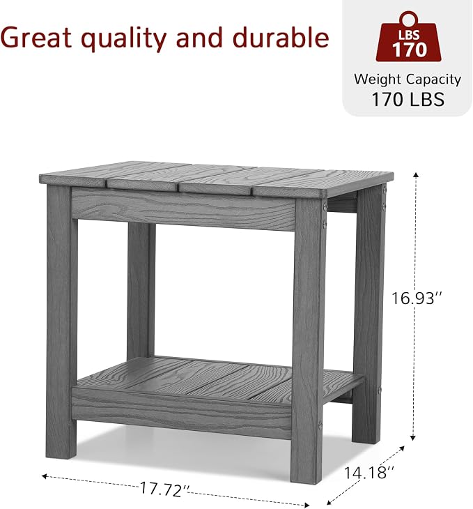 Stoog All-Weather Patio Side Table, 2-Tier Rectangular Outdoor Side Table - Image 3