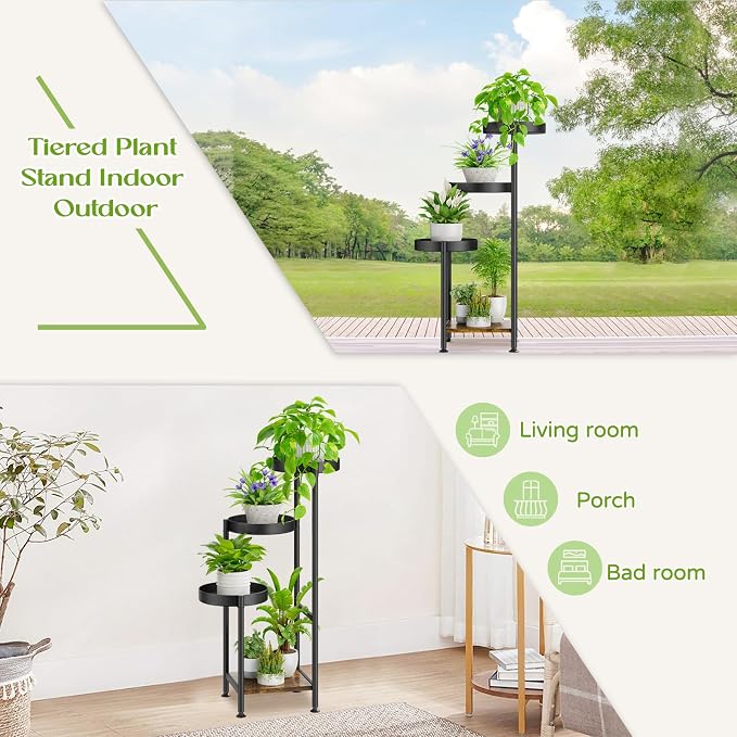 Plant Stand Indoor Outdoor Clearance, 4 Tier Tall Corner Metal Flower Pot Shelf - Image 5