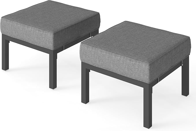 Solaste Outdoor Footstools Patio Ottoman Set of 2, Aluminum All-Weather Outdoor - Image 6