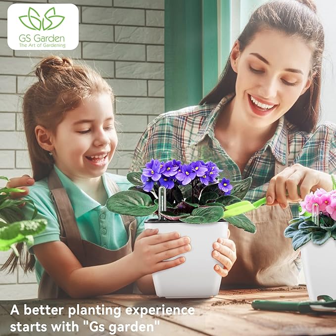 Self Watering Planters for Indoor Plants : 5 inch 3 Pack White African Violet - Image 2