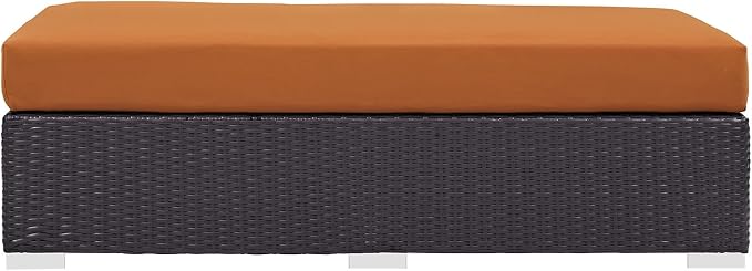 Modway Convene Wicker Rattan Outdoor Patio Rectangle Ottoman - Image 6
