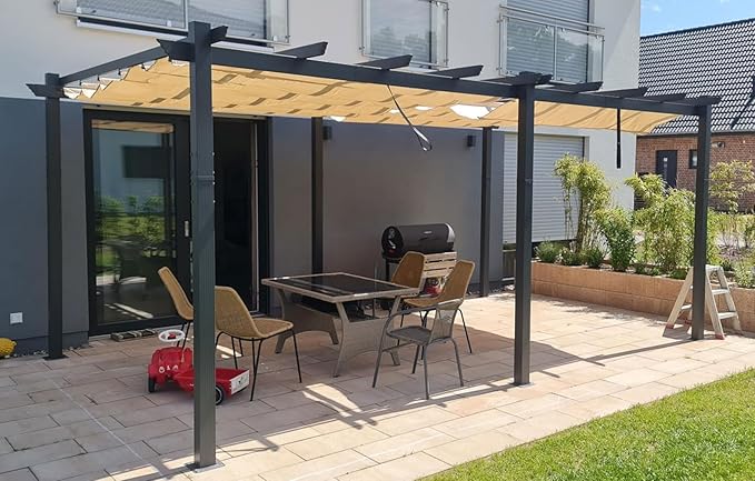 PURPLE LEAF 12' X 18' Outdoor Retractable Aluminum Pergola by PURPLELEAF