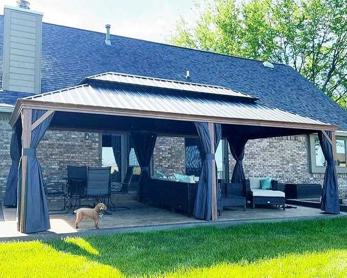 PURPLE LEAF 14' X 20' Outdoor Hardtop Gazebo Patio Wide Aluminum Frame Metal by PURPLELEAF