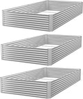 FRIZIONE 3pcs 8x4ft Galvanized Raised Garden Bed Outdoor, Above Ground Garden by FRIZIONE