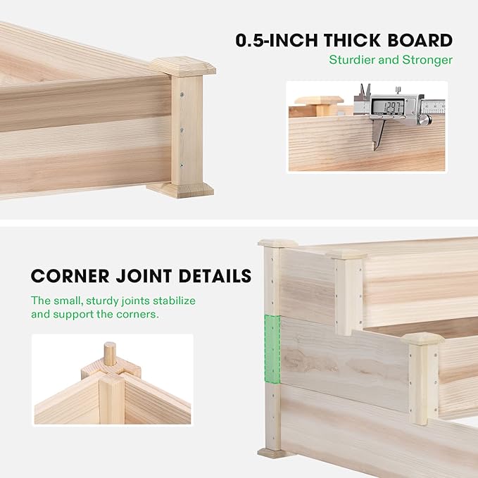 VIVOSUN 3-Tier Wooden Raised Garden Bed, Outdoor Wood Planter Kit - Image 5