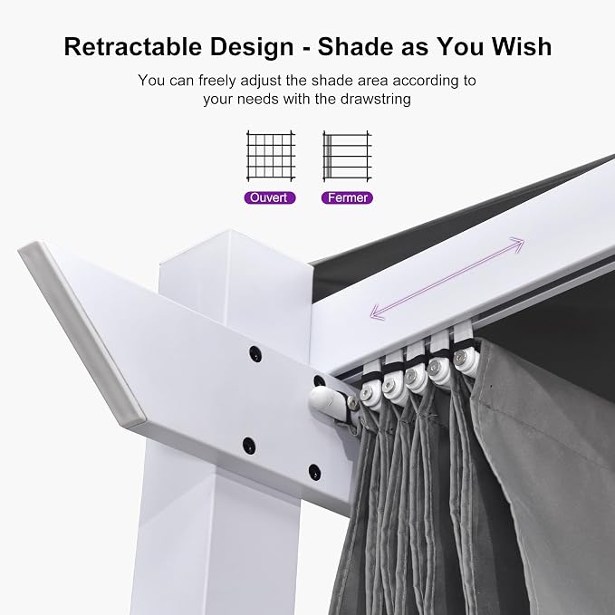 PURPLE LEAF 10' x 13' Outdoor Retractable Pergola - Image 4