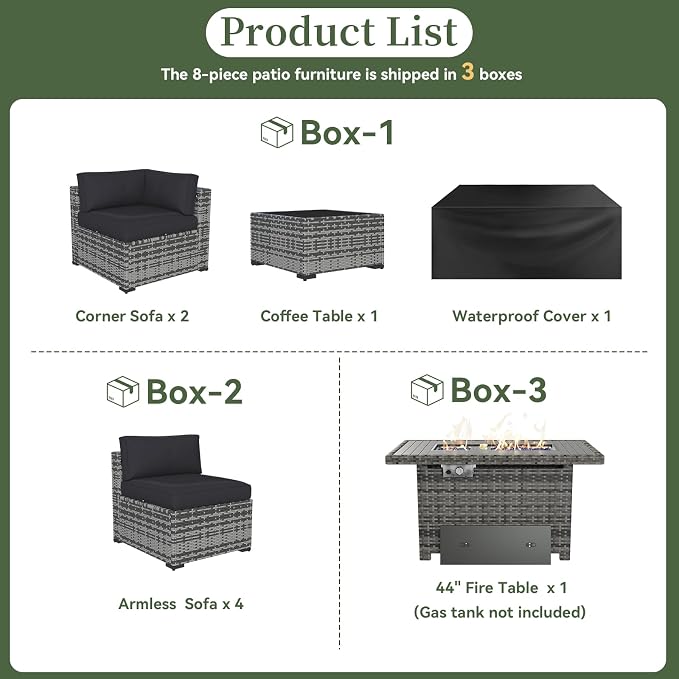 Aoxun 8 Piece Patio Furniture Set - Image 6