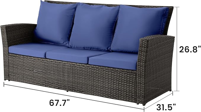Wisteria Lane All Weather Wicker Patio Couch, 3 Seats Patio Sofa - Image 2