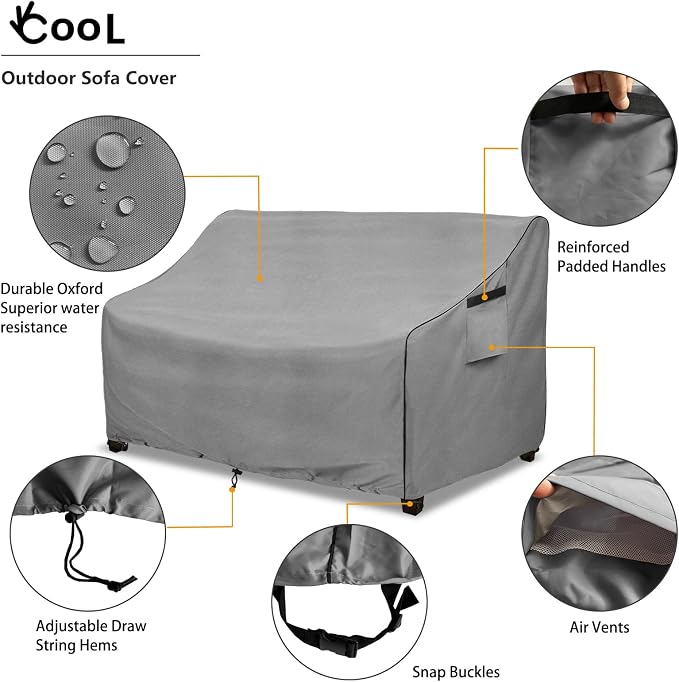 okcool Heavy Duty Patio Sofa Cover, 100% Waterproof 3-Seater Outdoor Sofa Cover - Image 3