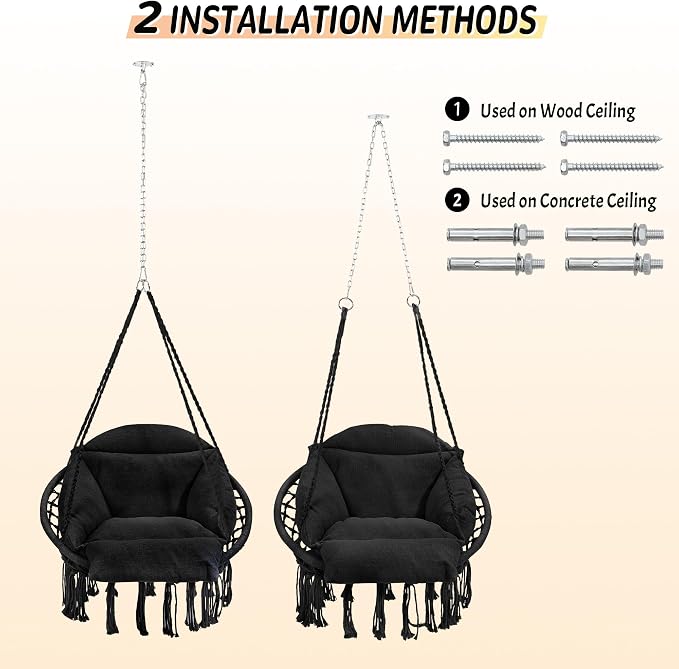 Macrame Hammock Hanging Swinging Chair - Image 5