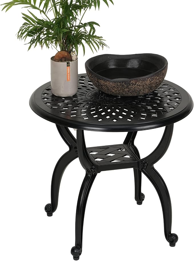 JARDIN DE CENTENNIAL Cast Aluminum Side/End Table, Anti-Rust Coffee Bistro Table - Image 6