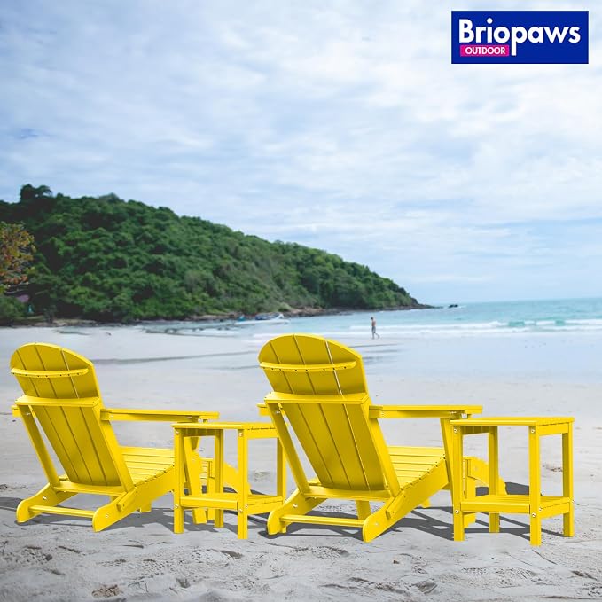 BRIOPAWS Adirondack Ottomans | Folding | Set of 2 | HDPE Plastic | Yellow - Image 8