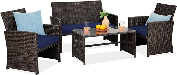 Best Choice Products 4-Piece Outdoor Wicker Patio Conversation Furniture Set by BestChoiceProducts