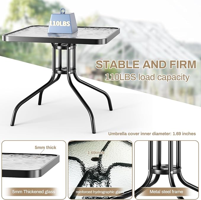 TLSUNNY Patio Dining Set 5 Pieces, All Weather Outdoor Furniture W/30"X 30" - Image 3