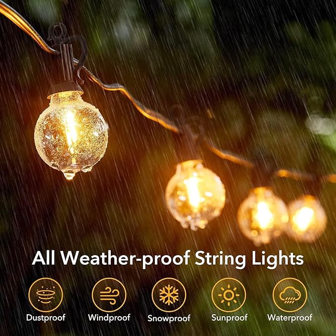 Brightown Outdoor String Lights, 100FT 50+2 G40 Bulbs Shatterproof Patio Lights - Image 6