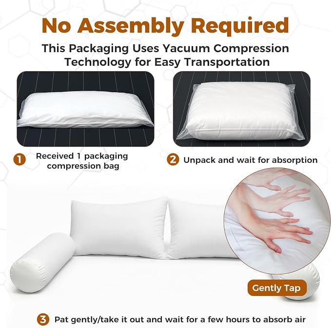 Twin Size Bolster & Back Pillow Inserts Replacement Set - Image 2