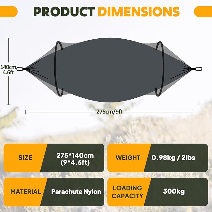 Chihee Ultra-Light Travel Camping Hammock Pop-up Net Hammock 660lbs Load - Image 3