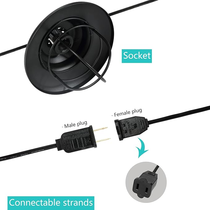 JONATHAN Y 10' Black 10-Light Rustic Farmhouse LED String Lights - Image 8