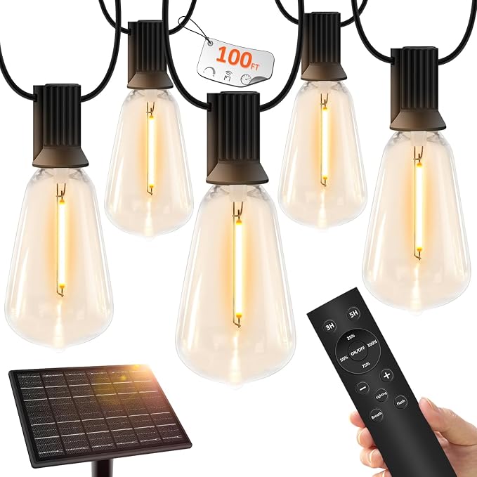 100 FT Solar String Lights Outdoor Waterproof by YOYONACY