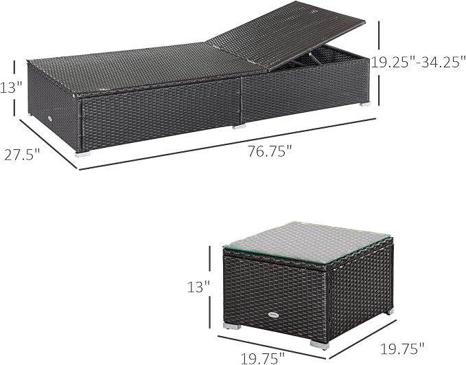 Outsunny Chaise Lounge Chair Set of 2 - Image 7