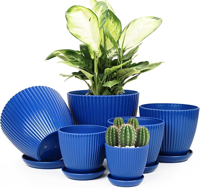Plant Pots Indoor with Saucers & Drainage by Vodotion