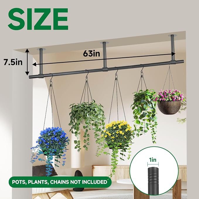 2 pcs Hanging Planters Rod, Plant Hanger Indoor - Image 3