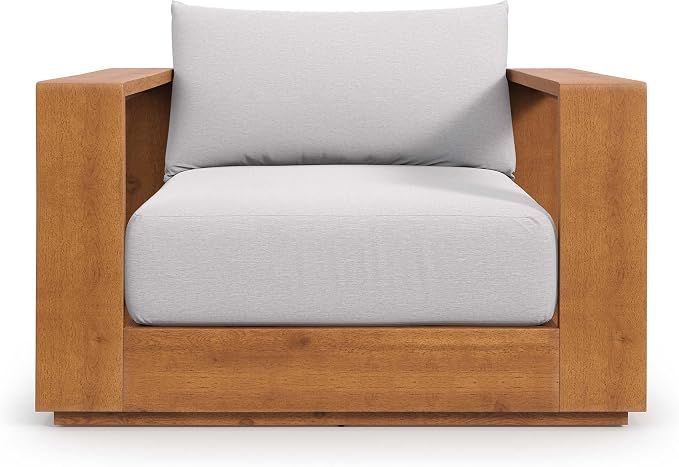 Modway Tahoe Acacia Wood Outdoor Patio Chair in Natural Light Gray - Image 6