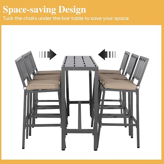Outdoor Patio Bar Set, Bar Height Patio Dining Set, Weather-Resistant Bistro - Image 5