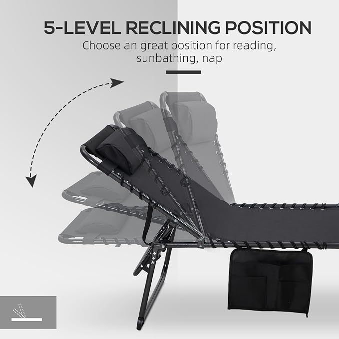 Outsunny Folding Chaise Lounge - Image 6