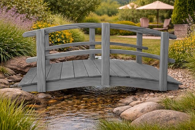 6 FT Grey Amish Made Garden Bridge - Image 4
