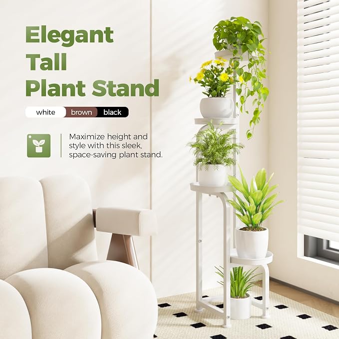 Bamworld Corner Plant Stand Indoor Outdoor, Tall Metal Flower Pot Stands - Image 2