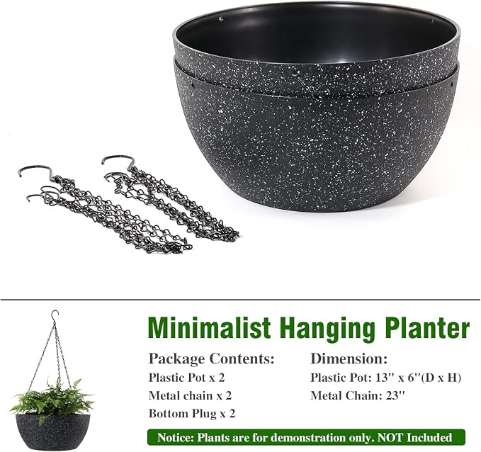 WOUSIWER 13 inch 2Pack Large Hanging Planters - Image 6
