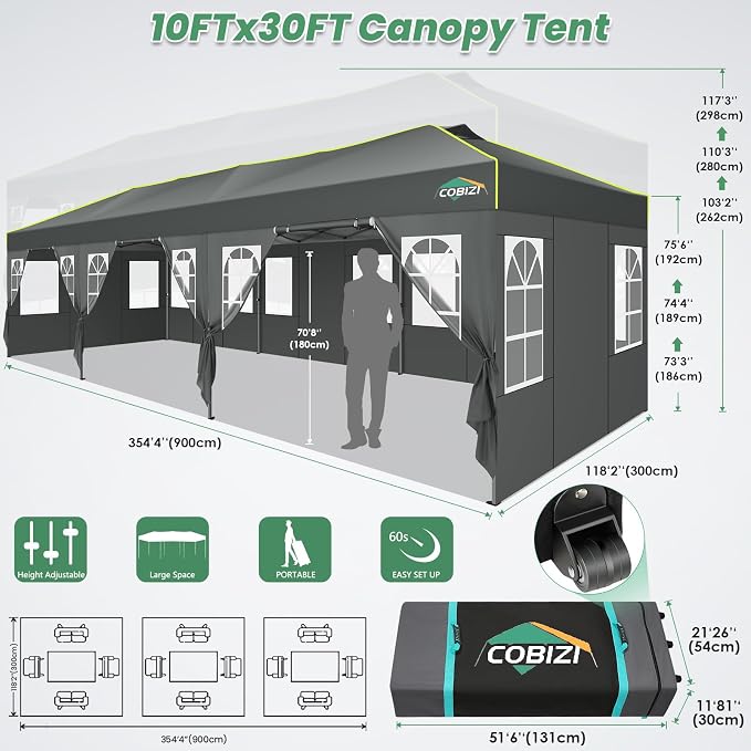 COBIZI 10x30 Pop Up Canopy Tent - Image 4